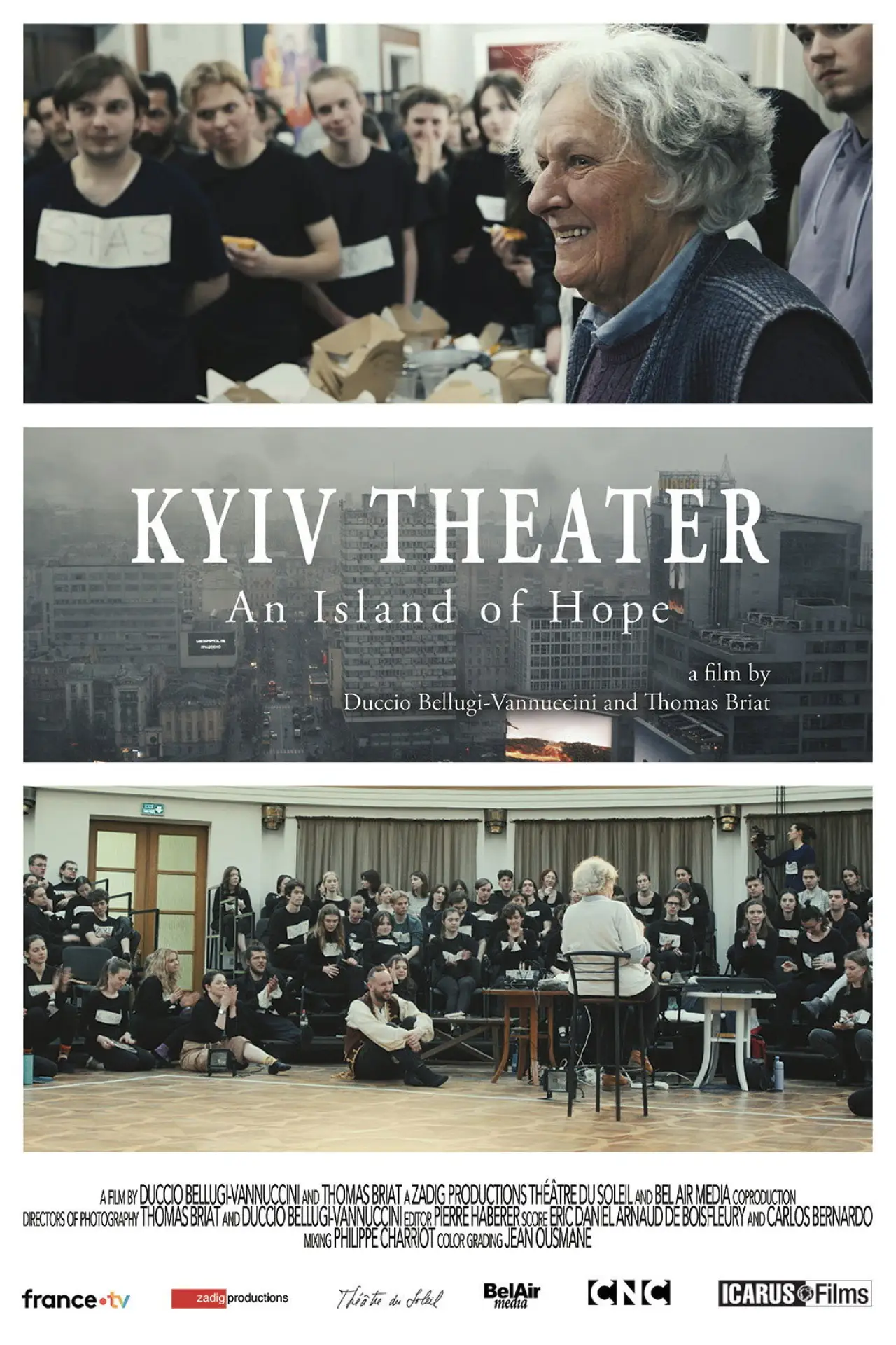 Постер до фільму "Aux bords de la guerre, Ariane Mnouchkine et le Théâtre du Soleil à Kyiv"
