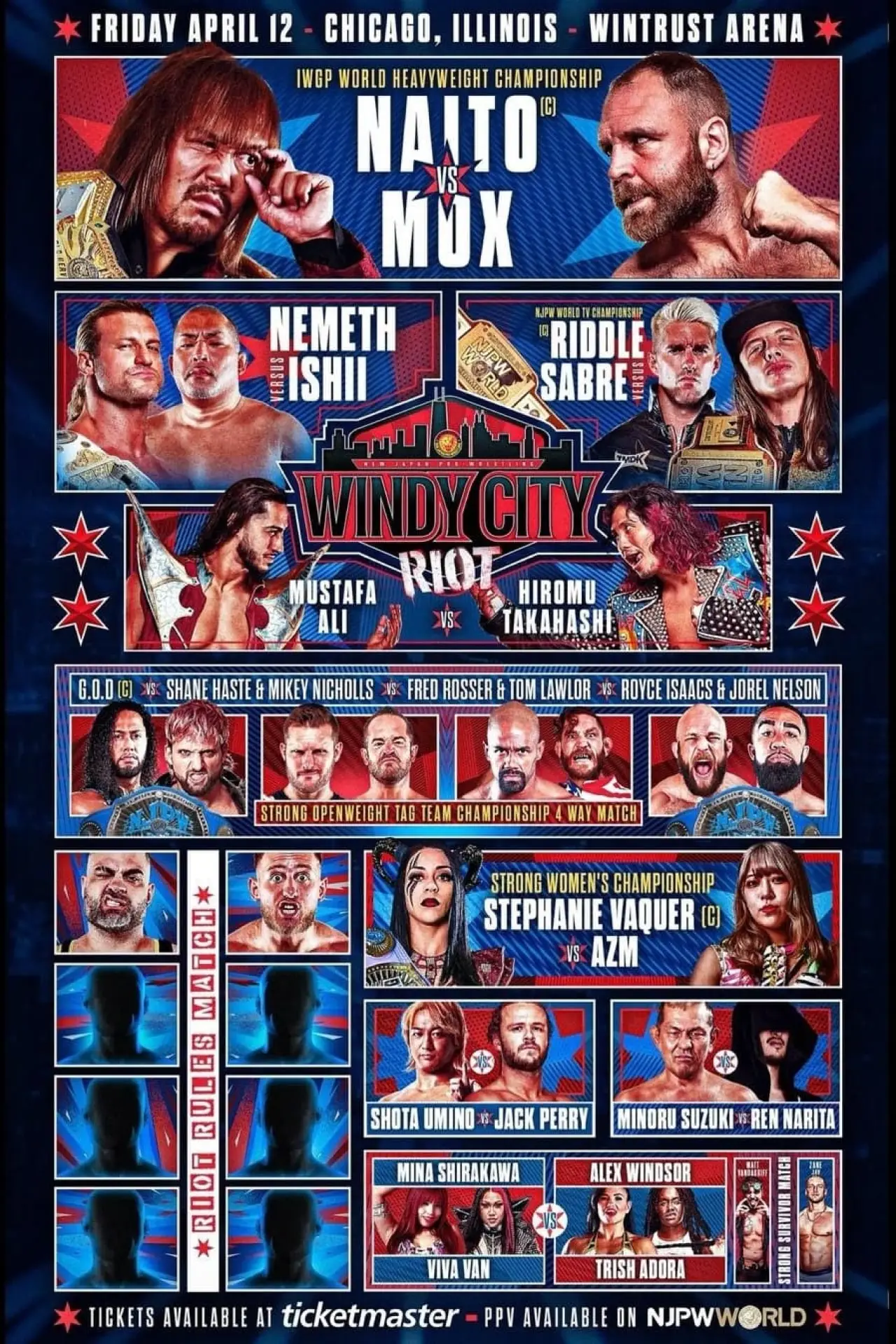Постер до фільму "NJPW Windy City Riot 2024"