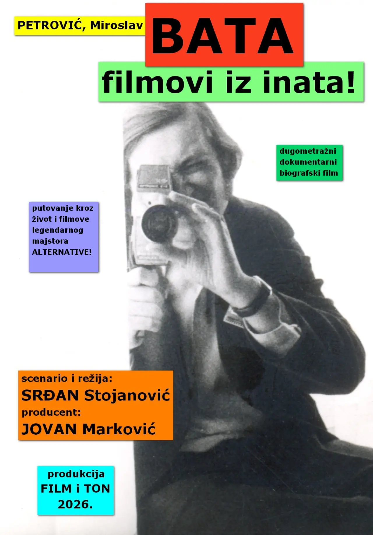 Постер до фільму "Petrović, Miroslav Bata: filmovi iz inata!"