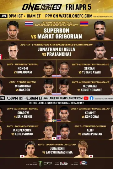 Постер до фильму"ONE Friday Fights 58: Superbon vs. Grigorian 3" #447117