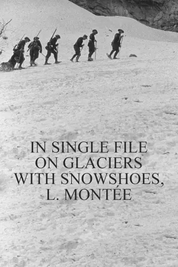 En file indienne sur les glaciers avec les raquettes, montée постер