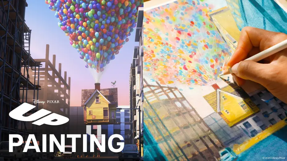 Відео до фільму Вперед і вгору — Carl's House in Watercolor | Painting Pixar