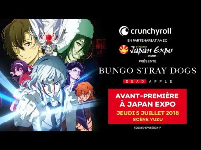 Відео до фільму Літературні генії Бродячі Пси: Мертве яблуко — Bungô Stray Dogs - DEAD APPLE - en avant-première à Japan Expo