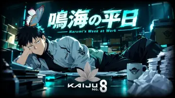 Задник до серіалу "怪獣８号 オリジナルショートアニメ「鳴海の平日」" #1655356