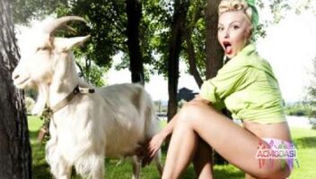 Светловолосая девушка умеющая доить козу